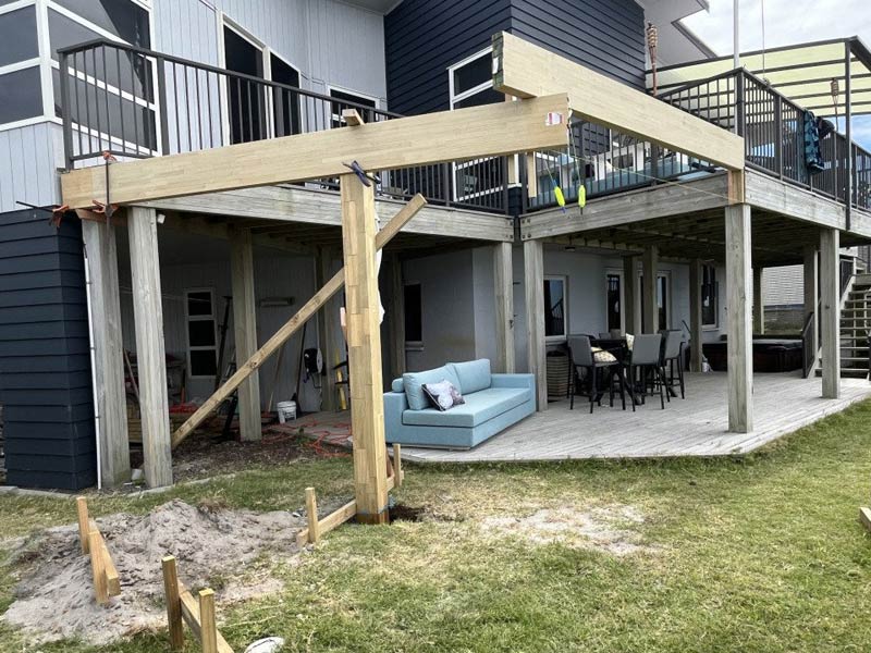 Beach house deck extension project